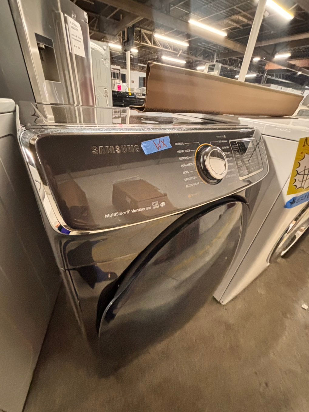>Samsung Sensor dry steam electric 220v dryer front load stainless steel drum 7.5cu.ft. large capacity  27" dark gray  #EDS55BB