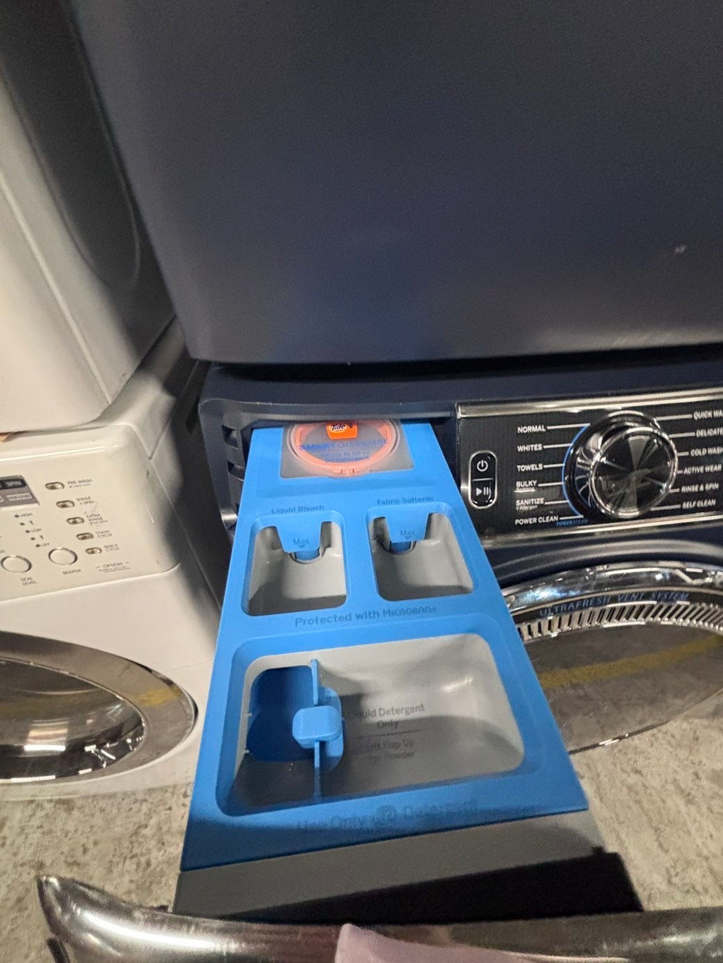 >*GE ENERGY STAR 4.8 Cu. Ft. Capacity Smart Front Load Washer with UltraFresh Vent System with OdorBlock and electric dryer set ,28” stackable or side by side  used-refurbished  #FWRA46BSET