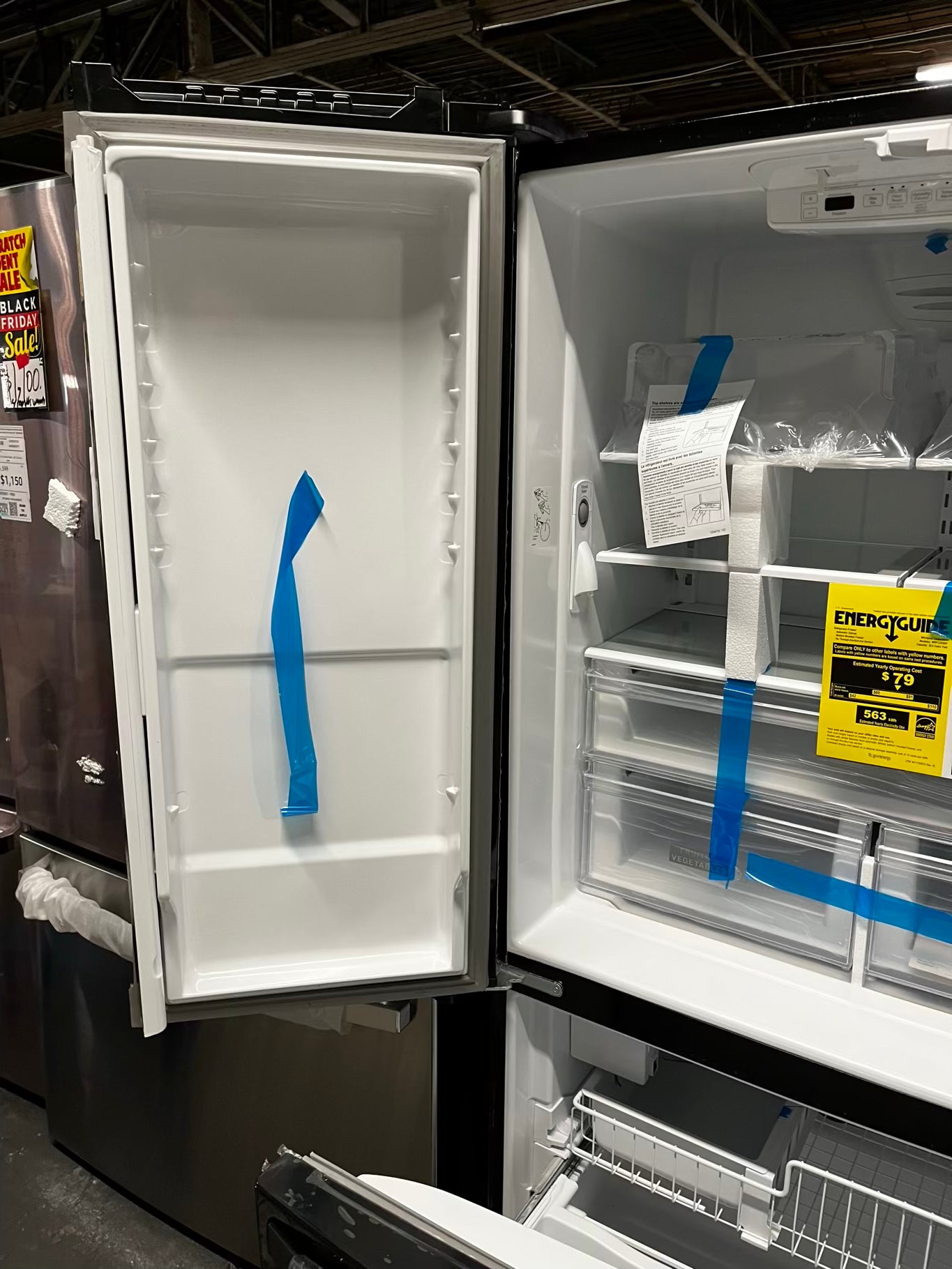 ~ ⚡️ Black Friday 🎉 Open Box 📦 scratch & Dent 36 in. 20 cu. ft. Counter Depth French Door Bottom Mount Refrigerator in Black with Elevated Deli Drawer Stock number #RF10934AB