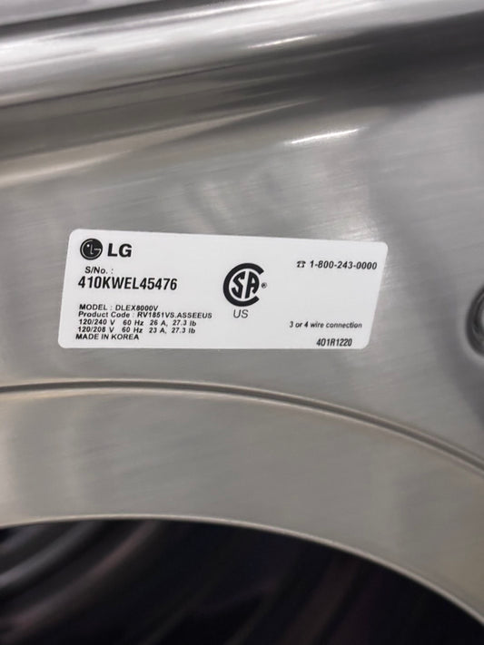 >LG eléctric steam Dryer 29” mega capacity -gray front stainless steel drum large capacity 8.2cu.ft used- refurbished #ED82SSL