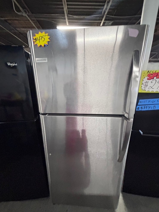>frigidaire 21cu.ft -top freezer refrigerator stainless steel used-refurbished 30” #RSS1GHL