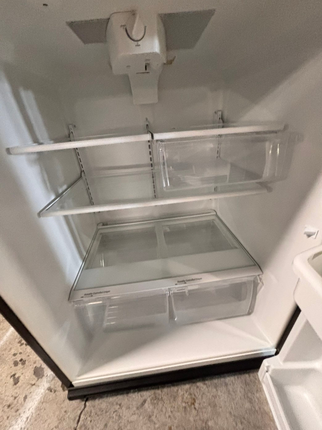 >whirlpool 33” Top freezer fridge  with ice maker inside , black used-refurbished #RW1ZC2B