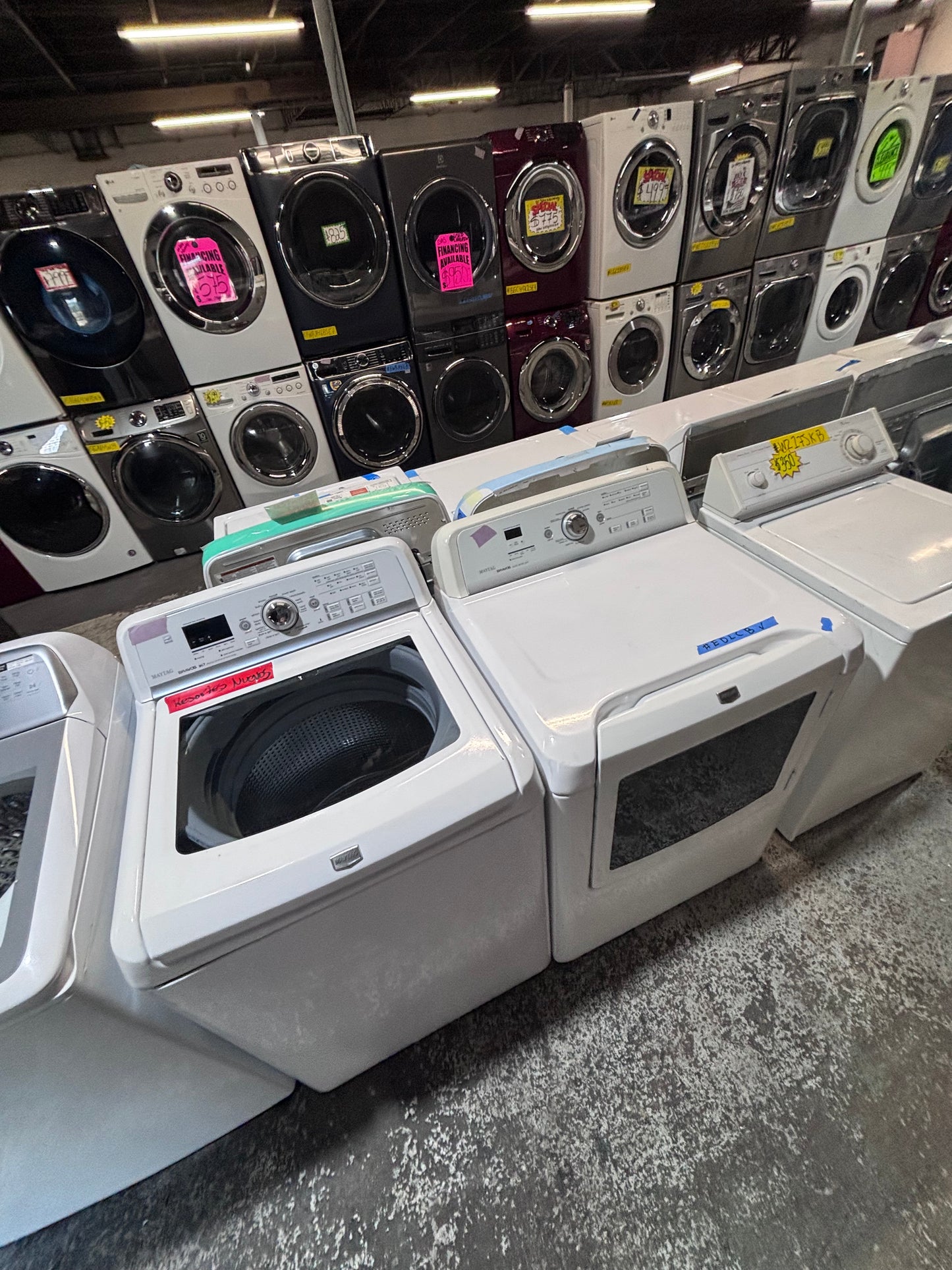 >*maytag bravos white  top top load washer large capacity & dryer set electric 220v side x side top load white color used-refurbished #WQX33SET
