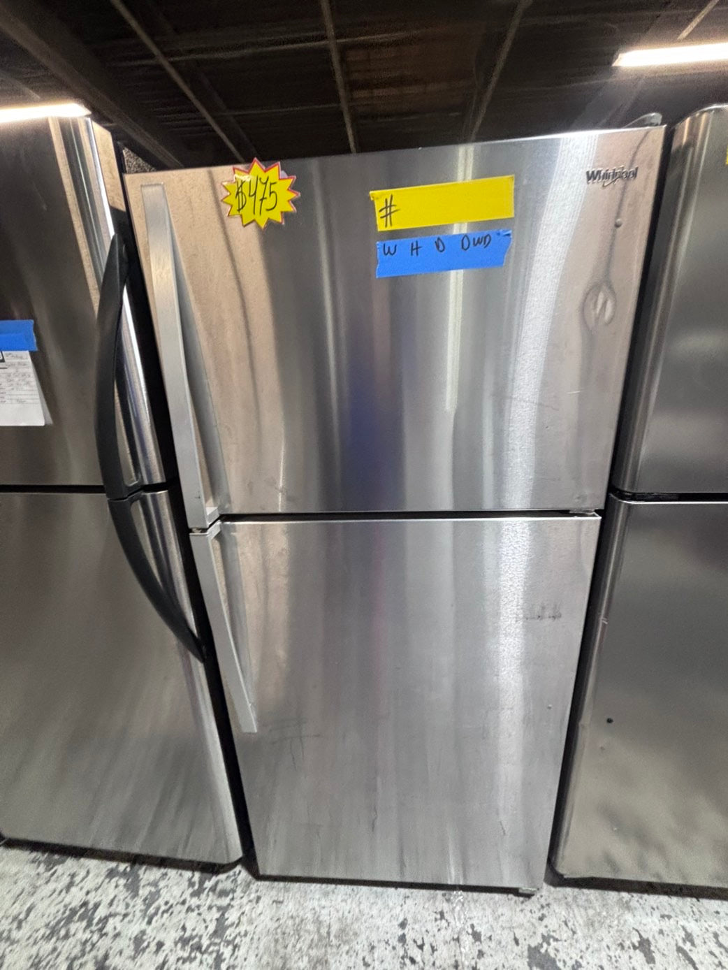 >*Whirlpool top freezer refrigerator stainless steel used-refurbished 30" #RFWW19B