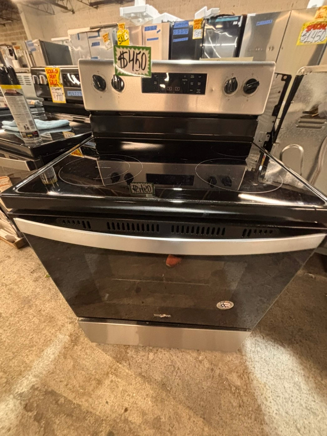 >*whirlpool electric 220v glass top range bake Broil roast self clean stainless steel 30" used-Refurbished #EWG161B