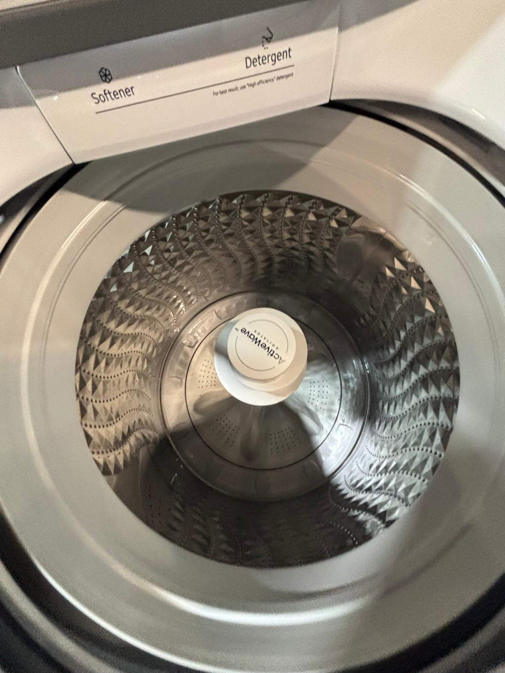 } }Samsung white  top top load washer with agitator large capacity & dryer set electric 220v side x side top load stainless steel  drum ,white color used-refurbished #MYK1B3B