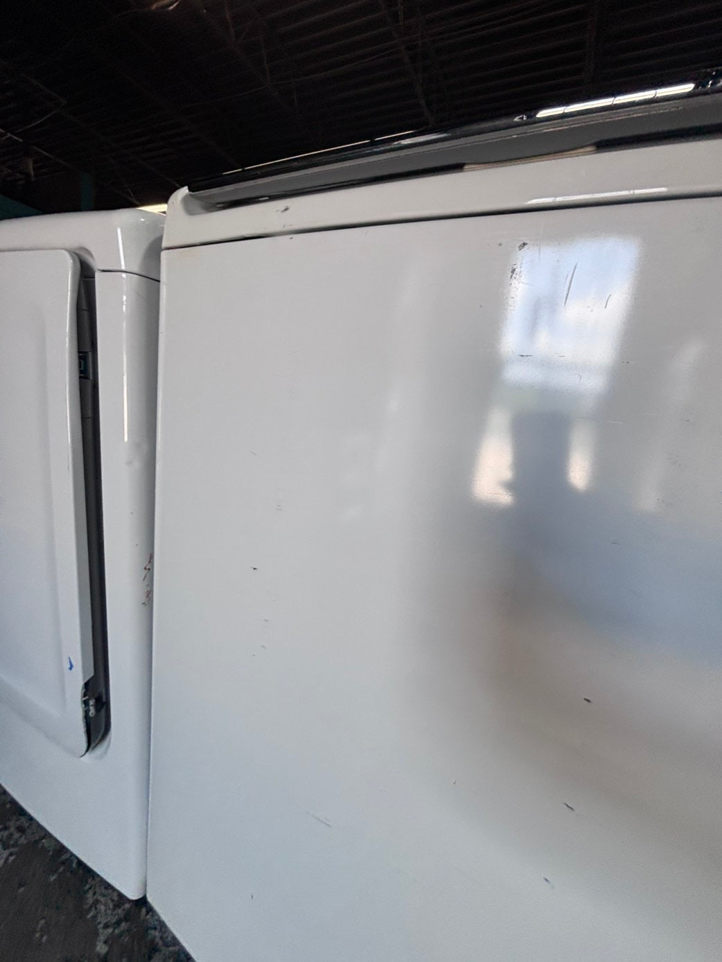 >*samsung white  top top load washer large capacity & dryer set electric 220v side x side top load stainless steel drum white color used-refurbished #W5AABB
