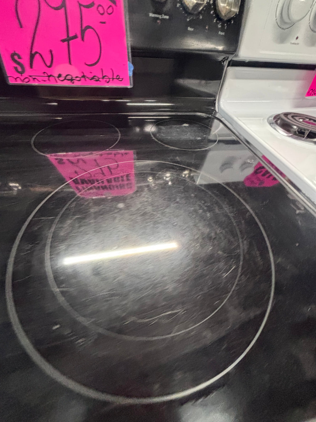 }sale🎈GE black electric 220v glass top range 5 burners bake Broil roast self clean black color 30" used-Refurbished working 💯with warranty  #BGE41B