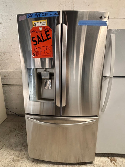 >LG French door Refrigerator counter depth stainless steel w/ ice water dispenser 36" #RTWT24B