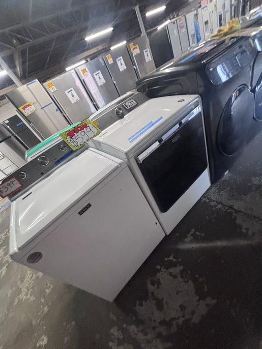 >Maytag Large capacity Top load washer machine with Agitator Stainless steel Drum 27” & electric dryer mix& Match set used-Refurbished #MG416K2B