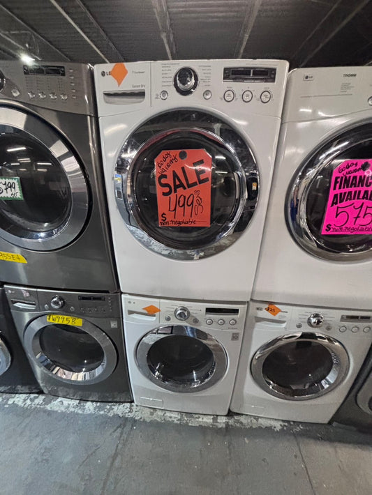 }special🎉LG  washer & dryer set electric 220v front load stackable or side by side - sensor dry in white stackable or side by side , used refurbished working 💯 with warranty! #LGSETE54B