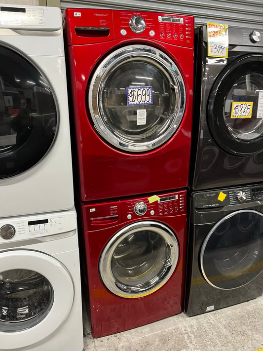 LG steam cycle washer 4.5 cu ft & dryer 7.5 cu ft set electric 220v front load stackable sensor dry He in red #WD852CB
