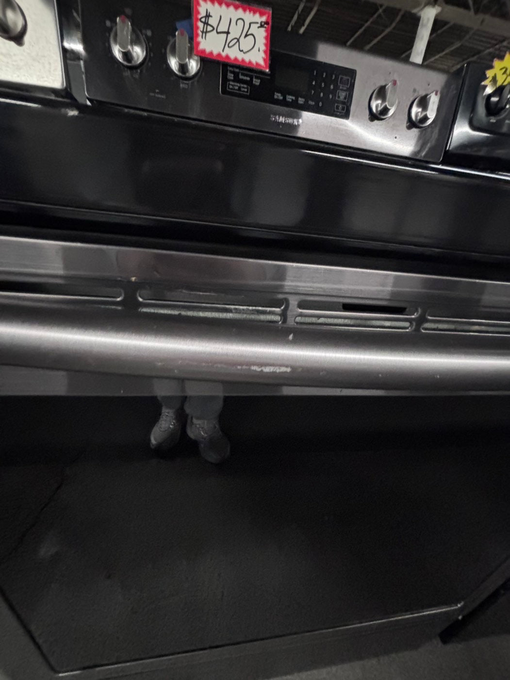 >Samsung  electric 220v glass top  range 5 burner flex duo oven used -Refurbished convection bake Broil self clean black stainless steel 30" #ESS61B