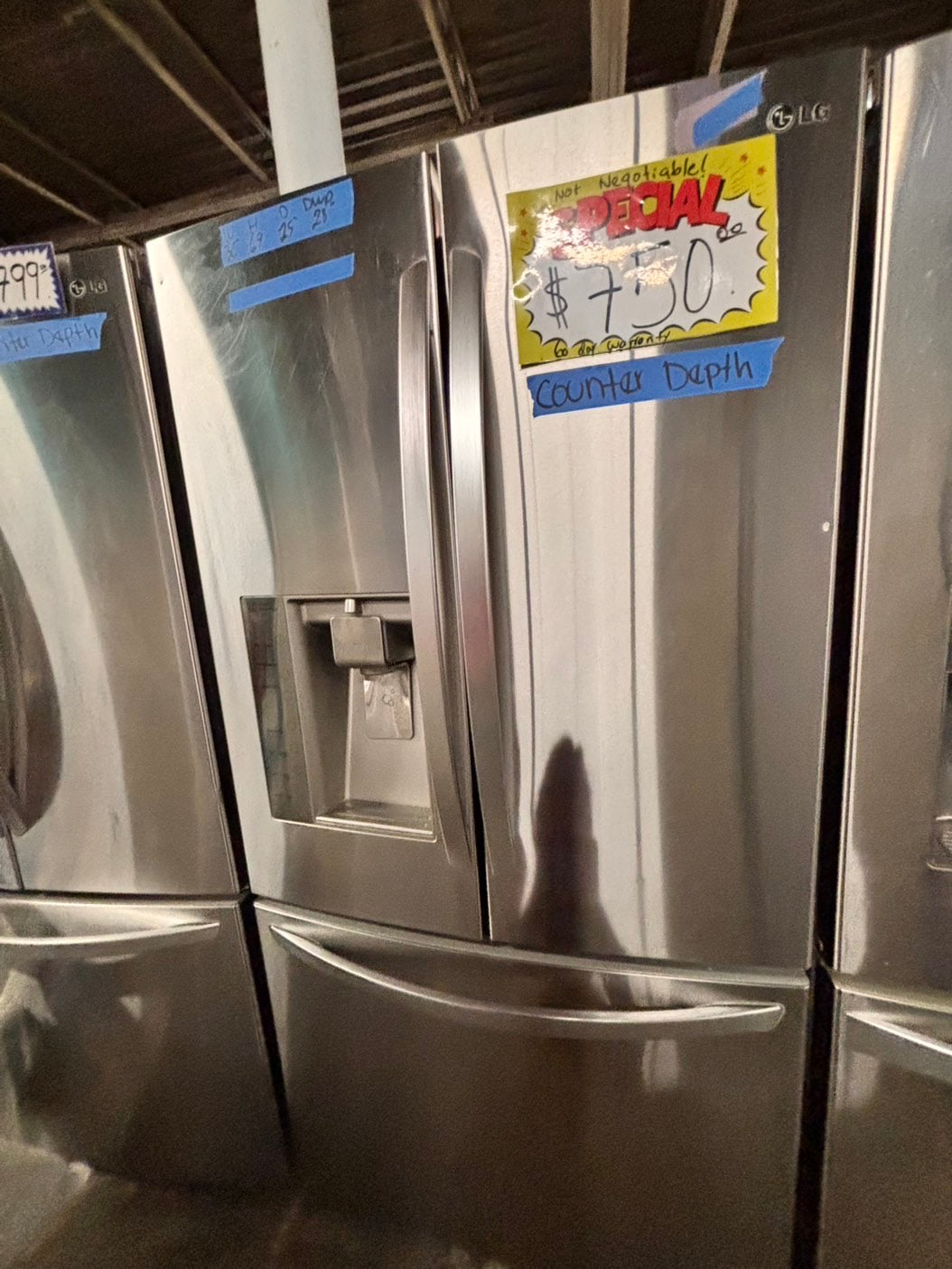 >sale🔥LG  French door Refrigerator counter depth stainless steel w/ ice water dispenser great condition 36" used-refurbished #KVAW24B