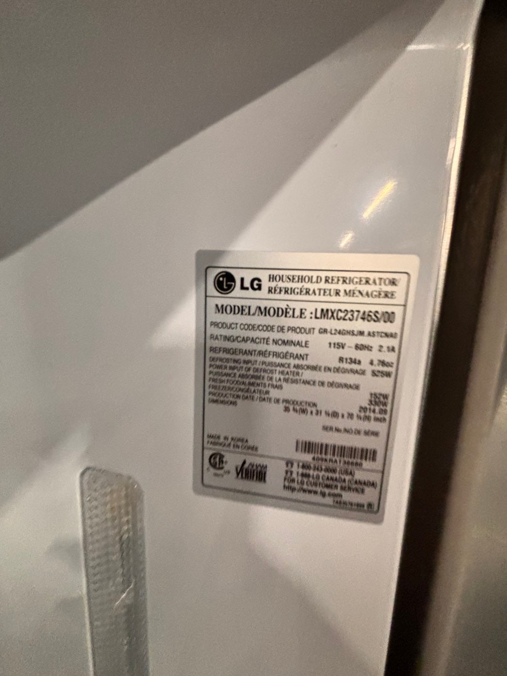>sale🔥LG  French door 4-doors Refrigerator counter depth stainless steel w/ ice water dispenser great condition 36" used-refurbished #LGAW24BB