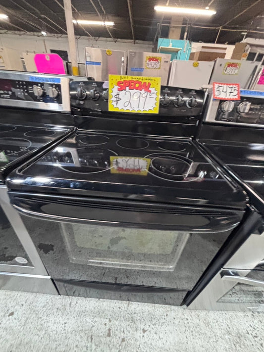 >special🌟kenmore  Glass Top electric stove  bake /broil,Self clean 30” 5 burner ,black  color, used-Refurbished   #K4WE6PB