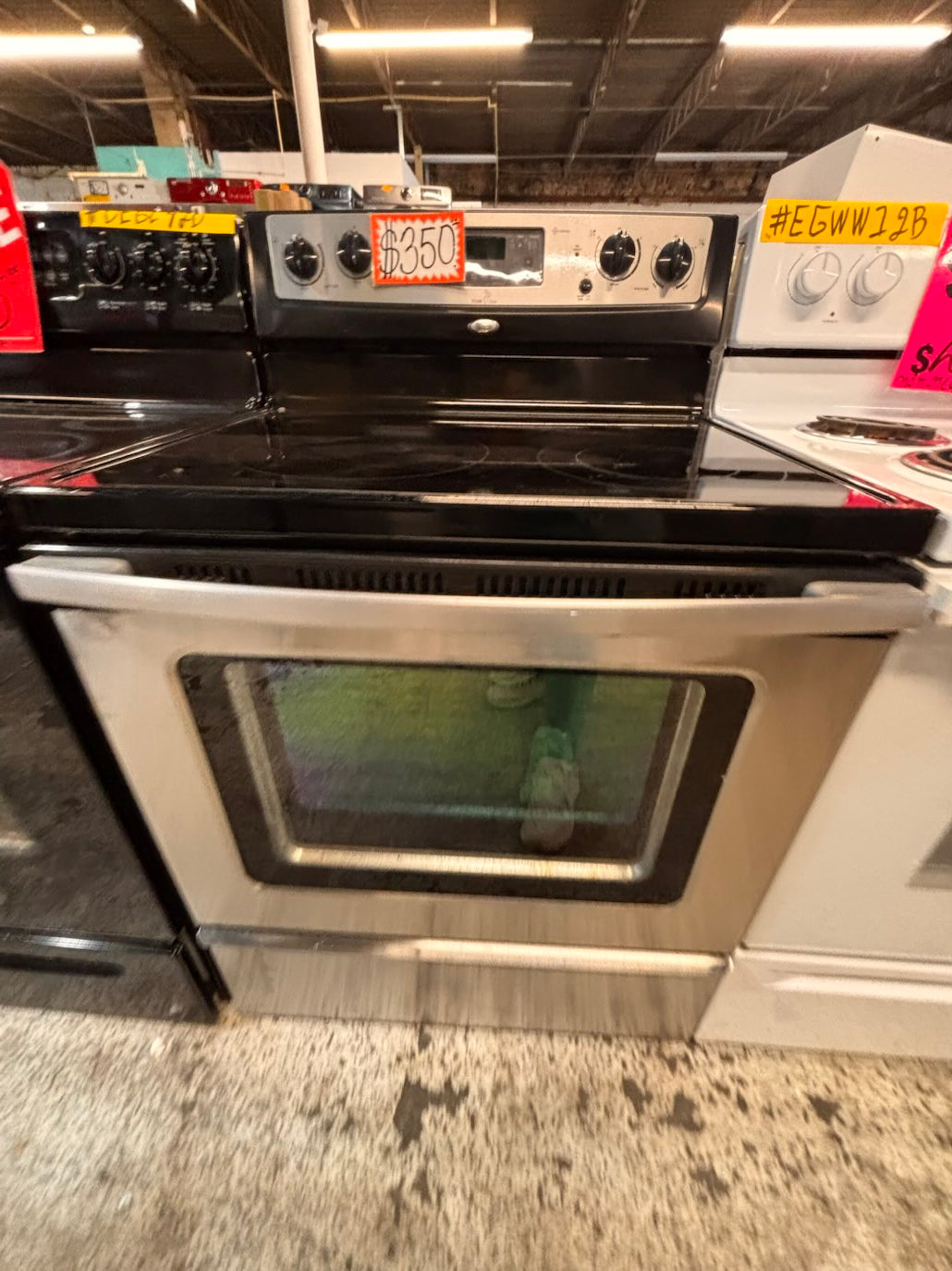 }} Whirlpool electric 220v glass top range bake Broil roast self clean oven stainless steel working 💯  with warranty ! 30" used-Refurbished #WHFT401B