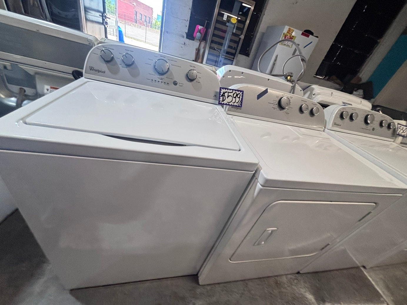 >>whirlpool top load washer large capacity with removable agitator  & electric dryer 220v  set top load side by side #MSR22YB