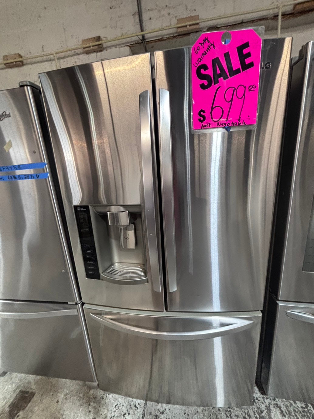 >special price 🙌LG 36” French Door Refrigerator  with ice maker & water dispenser ,used-refurbished #FDL50PSB