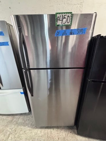 }SALE🔥🔥frigidaire 30”18cu.ft -top freezer refrigerator working 💯 stainless steel color -used refurbished 30”  #TBK1TYB