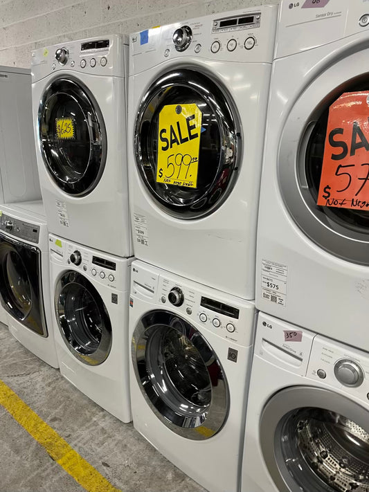 LG washer & dryer set electric 220v front load stackable In white 30" In Refurbished #WD929TB