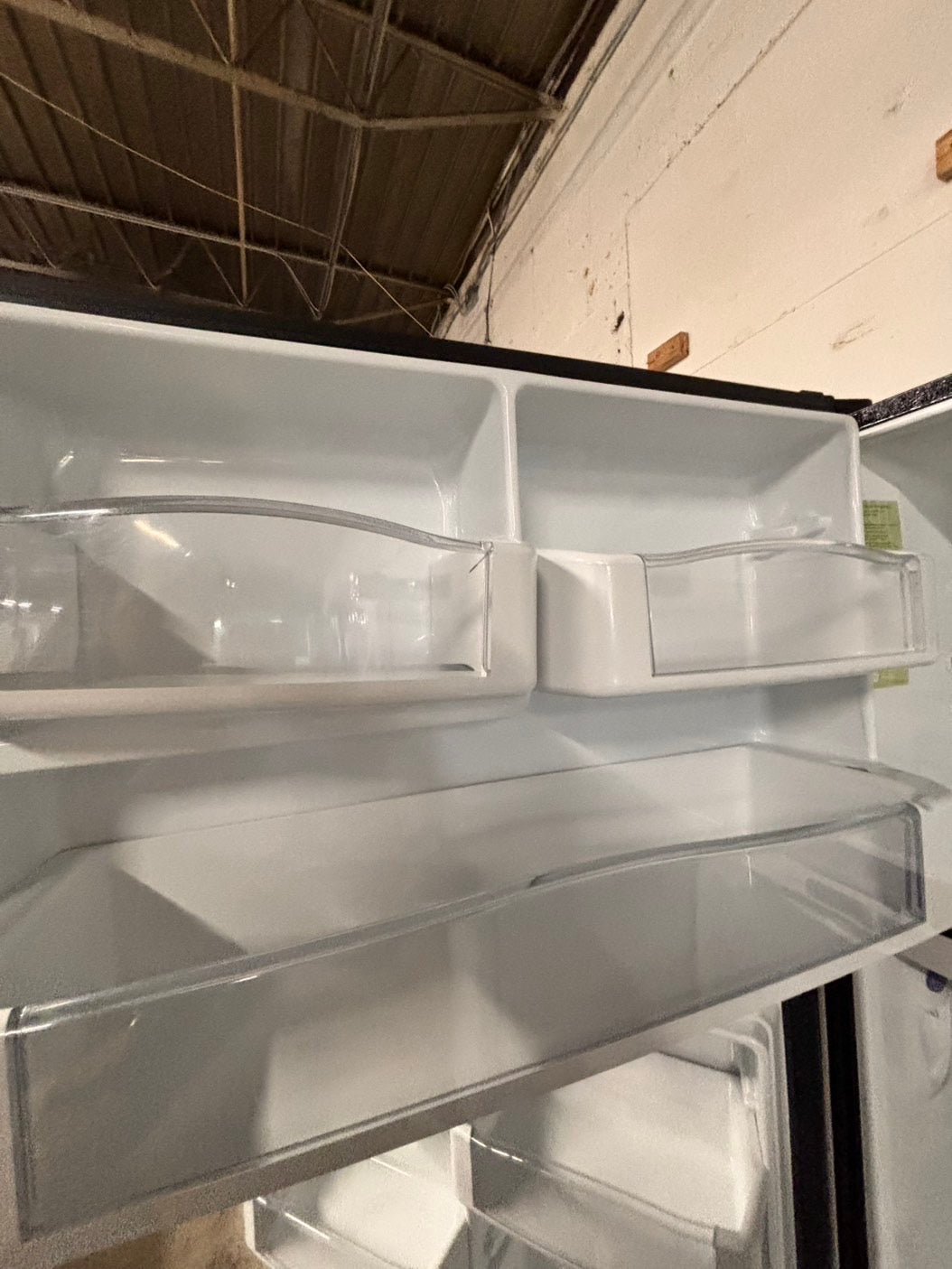 >GE  33” Top freezer fridge   ,stainless steel. used-refurbished #RG41T2B