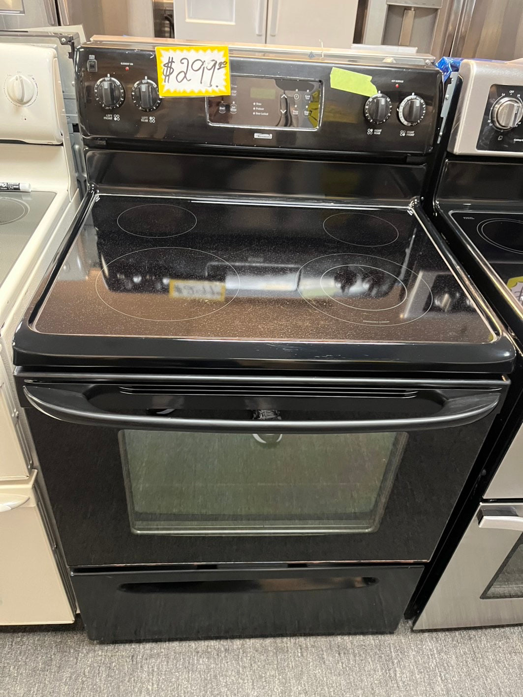 Kenmore glass top electric range 220v 5 burner black broil bake self clean Refurbished 30" #TT123L
