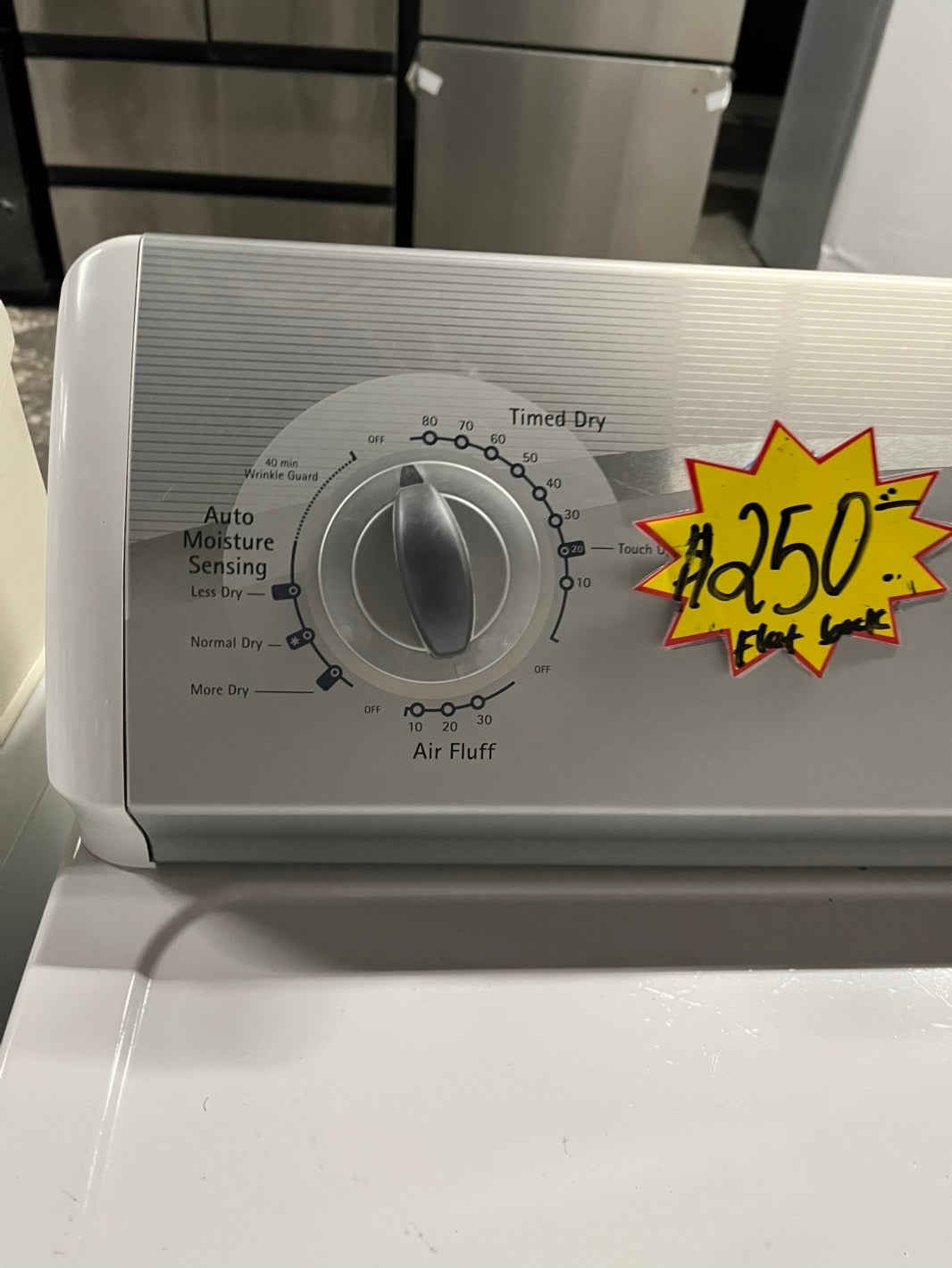 =Flat back kenmore side x side extra large capacity electric 220v dryer  29” wide.  26”in Depth used -Refurbished #EDKMFF91B