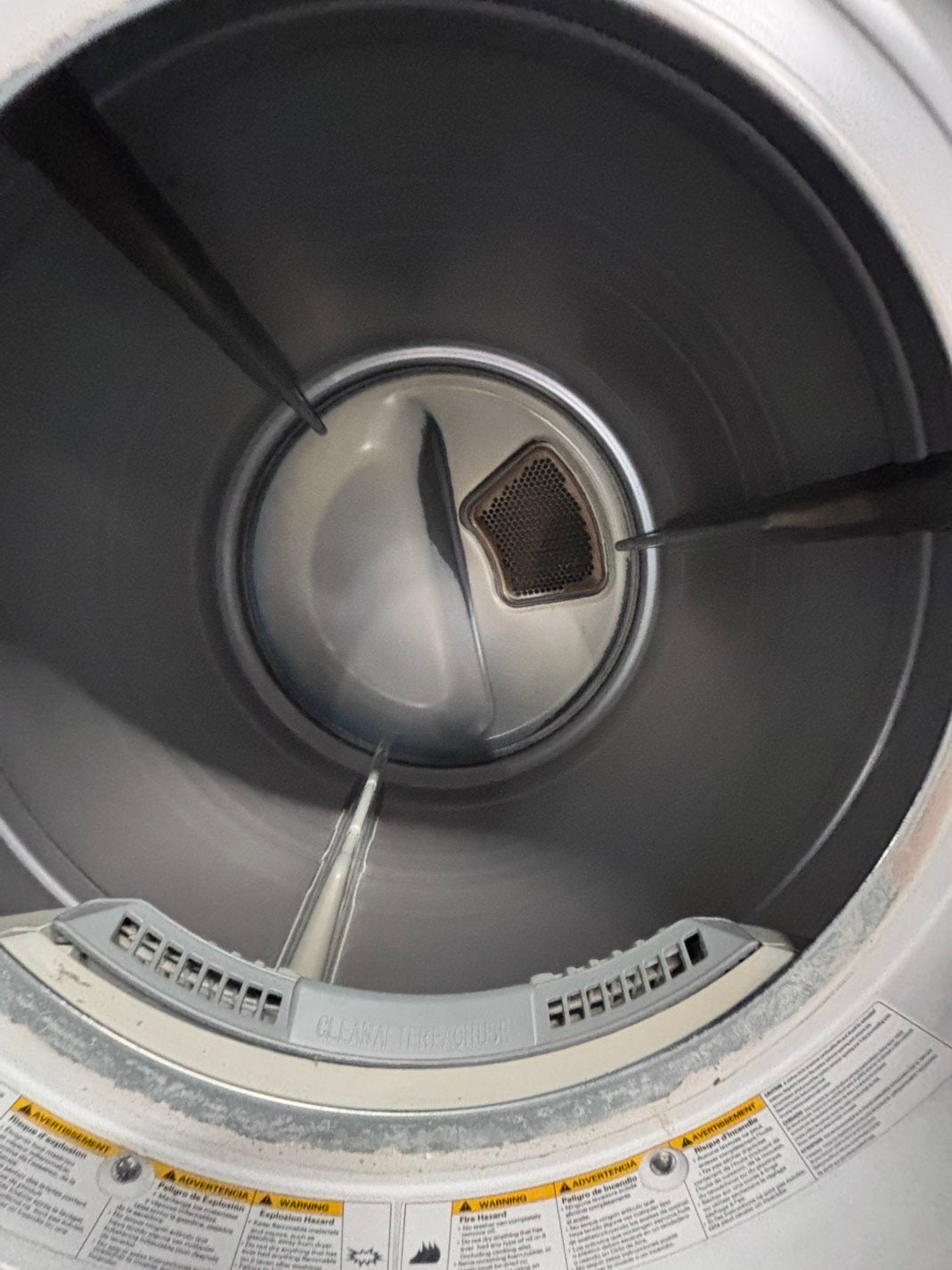 >LG GAS  washer & dryer set front load stackable white   27” in used-Refurbished #WD43GB