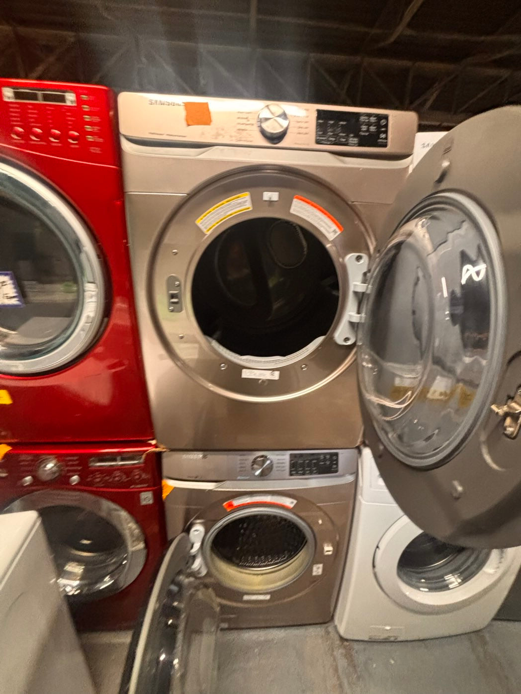 } samsung washer & dryer set electric 220v front load stackable or side by side working 💯  with warranty - sensor dry in Tuscan (champagne color )   #ALSK1ZET