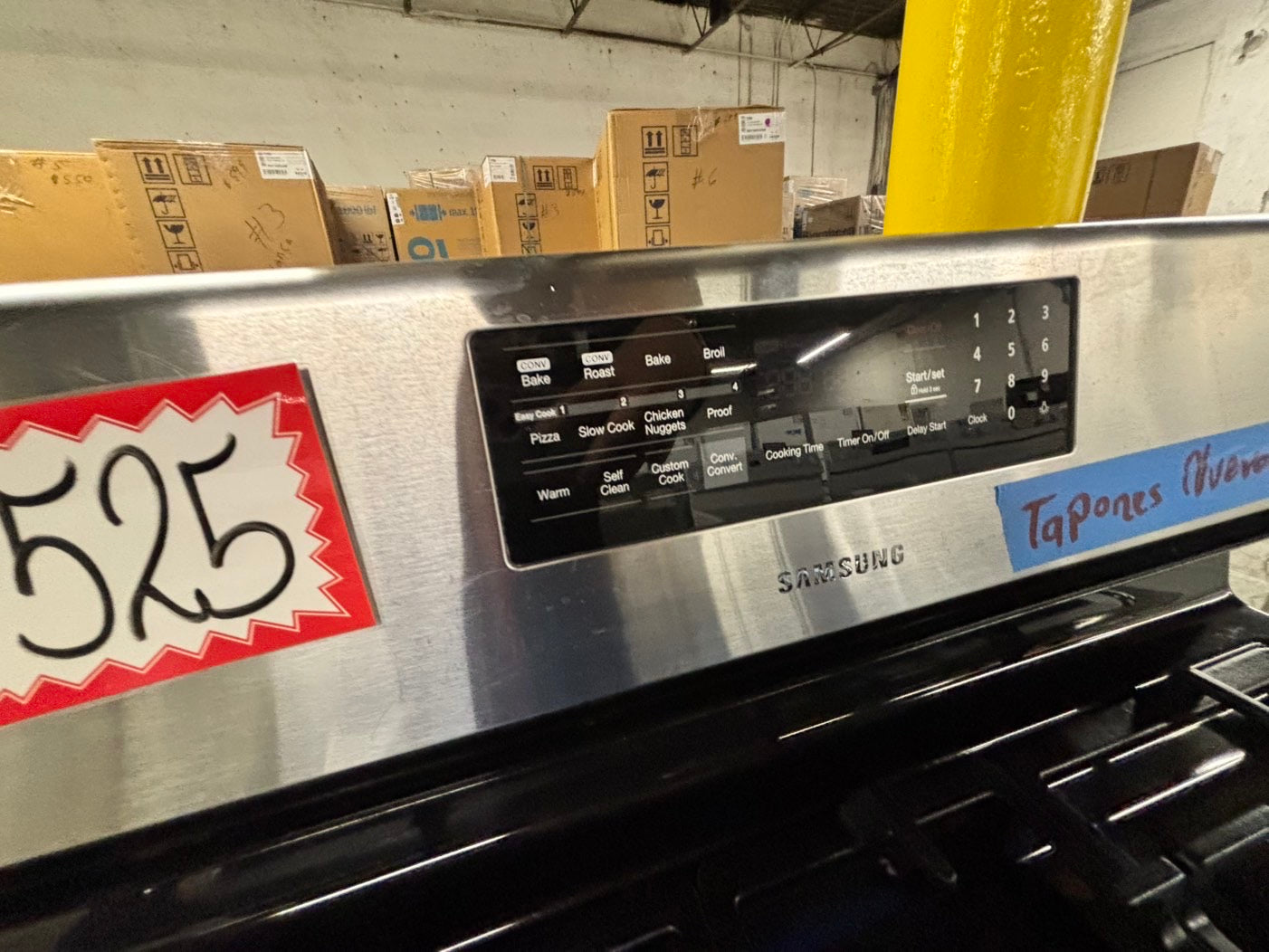 -Samsung gas range 5 burner convection oven roast bake /broil self clean stainless steel  30" used -refurbished       Item number#GR237TNB
