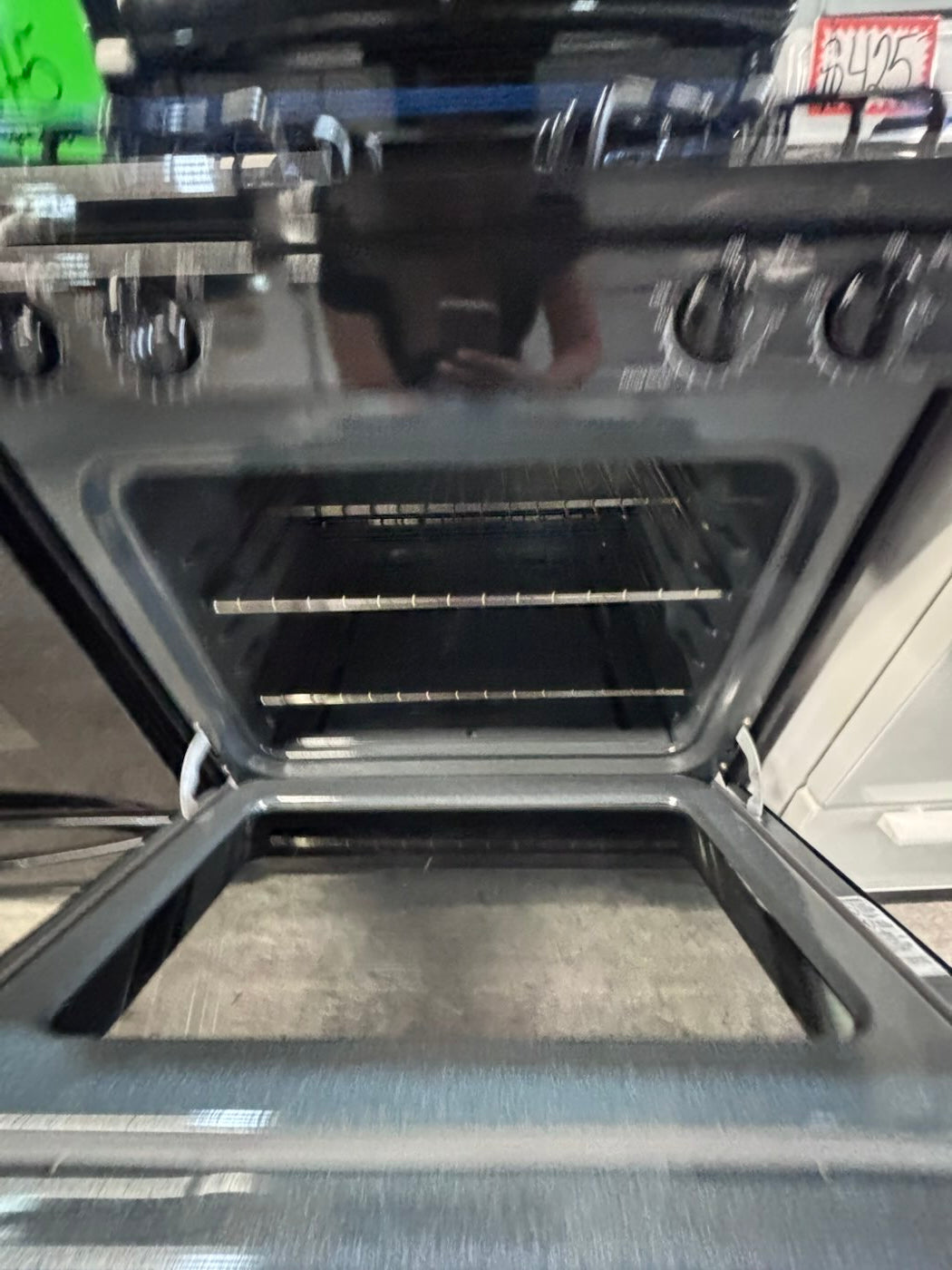 } GE black Gas range 4 burner bake broil self clean working 💯  with warranty ,used-Refurbished 30” #GGB616B