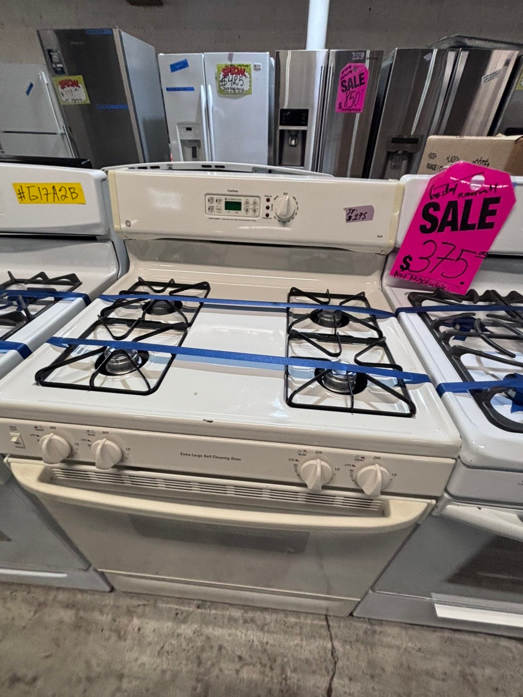>*sale🔥GE off white  Gas range 4 burner bake broil Hi/Lo self clean used-Refurbished 30” #GG612B