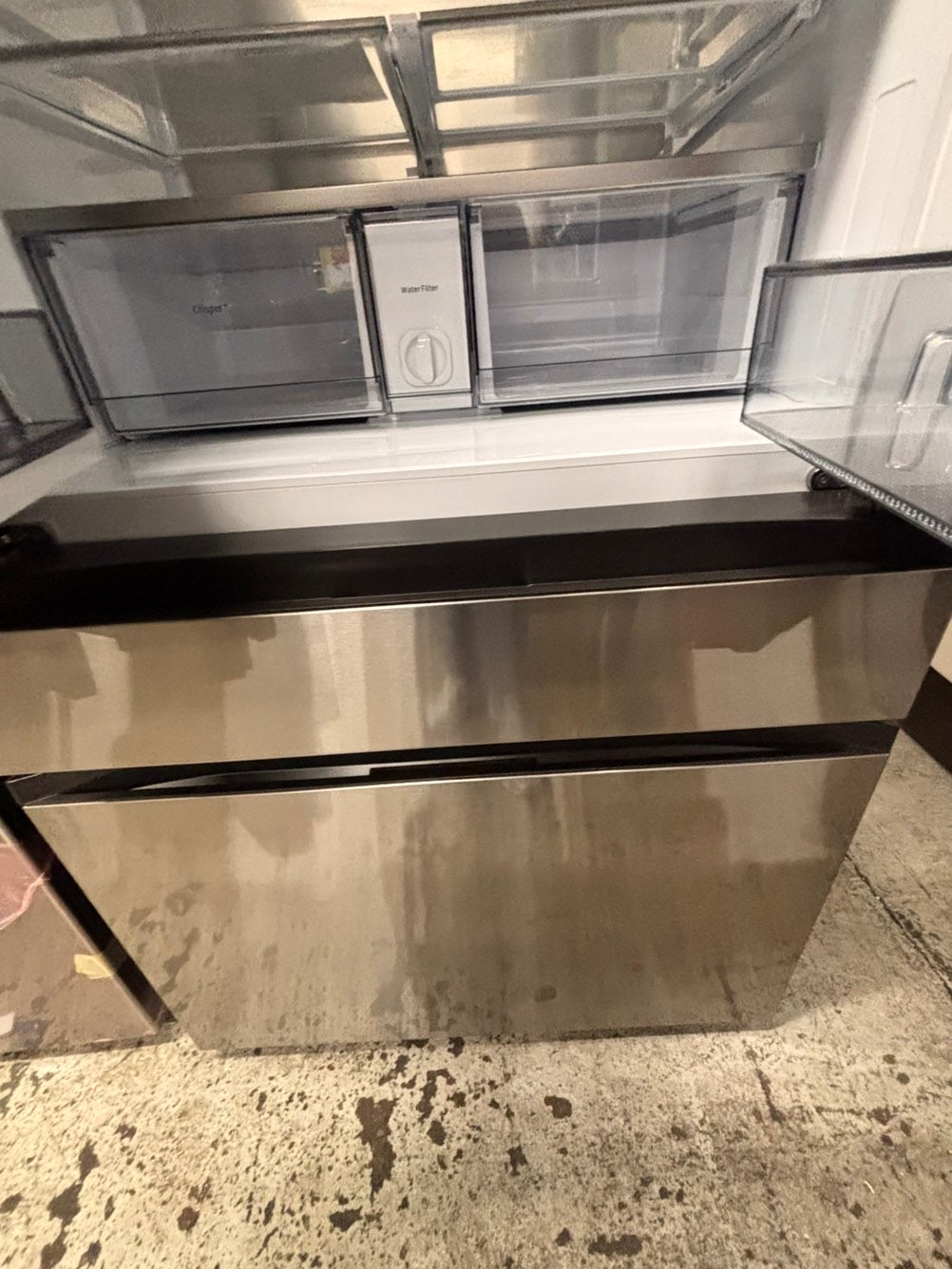 >special🎈New open box (costumer return ) Samsung - Bespoke 29 cu. ft. Full size  4-Door French Door Refrigerator with AI Family Hub+ - Charcoal Glass  & Black/Charcoal #RFFH2241B