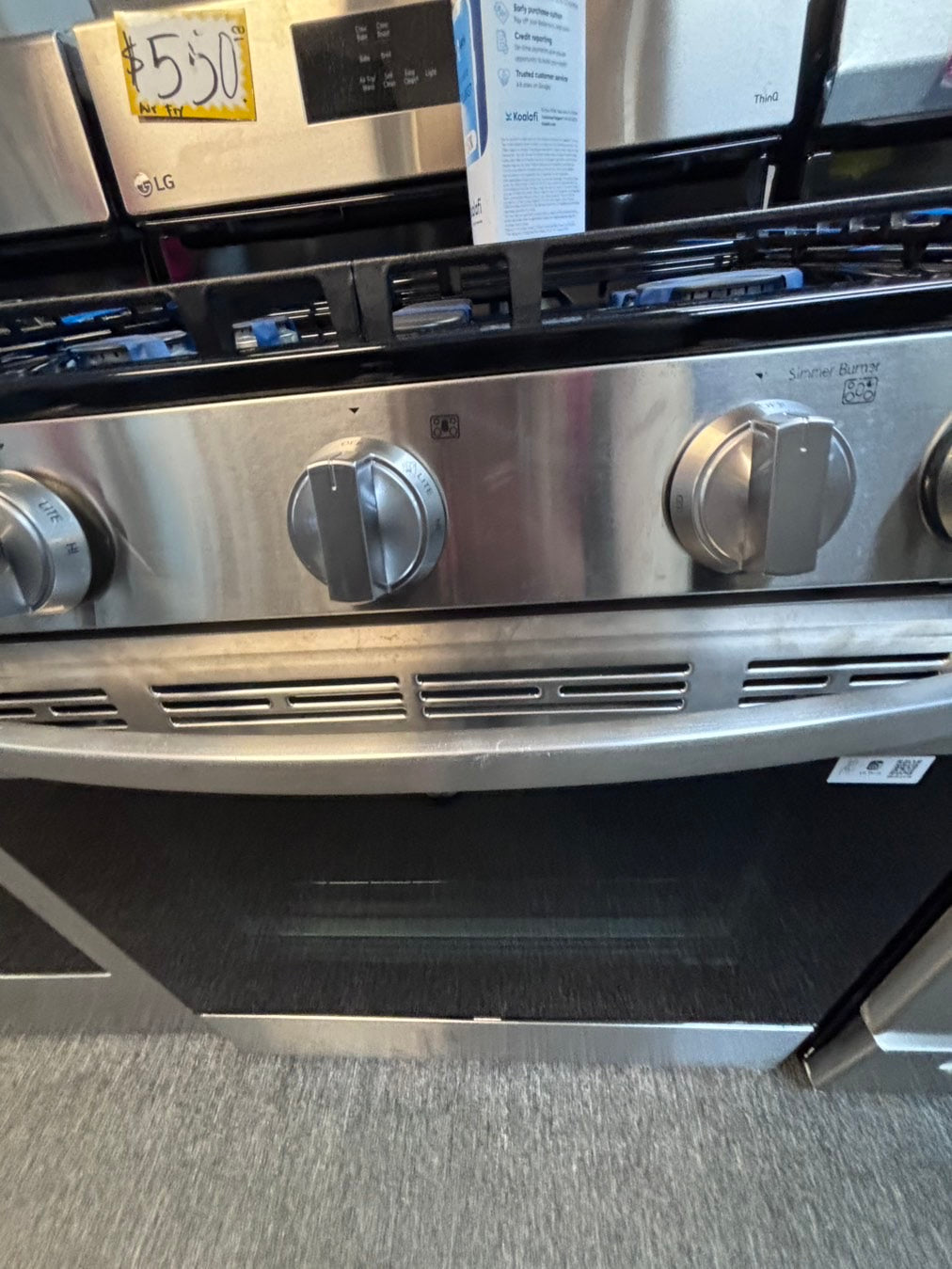 >LG Gas range 5 burner convection oven bake ,broil Hi/Lo self clean in stainless steel used-Refurbished 30” #SG7ZYYL