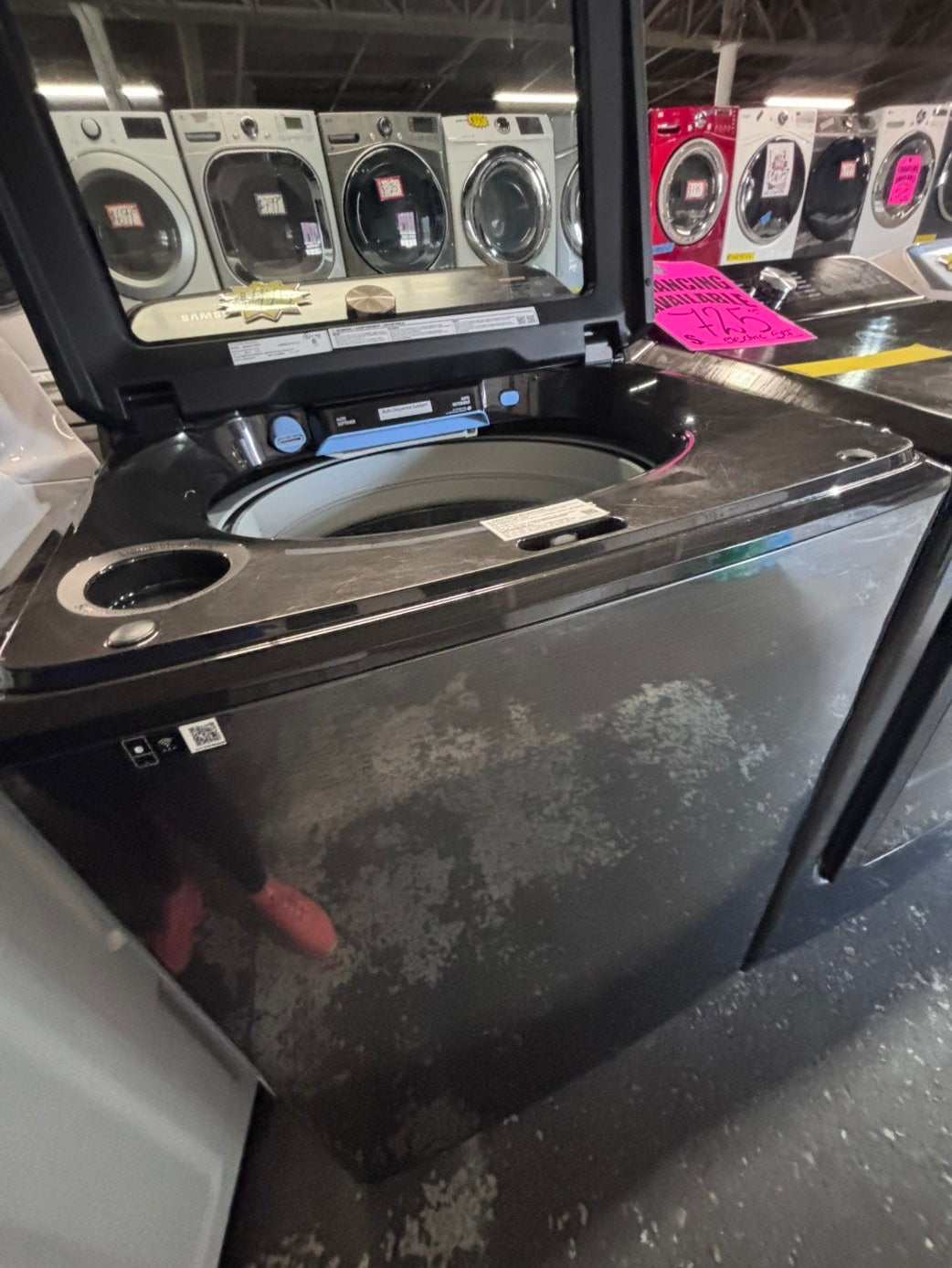 >*july 4th sale 🇺🇸samsung dark gray mix & match top top load washer large capacity & dryer set electric 220v side x side top load stainless steel drum white color used-refurbished #WSNN8VB