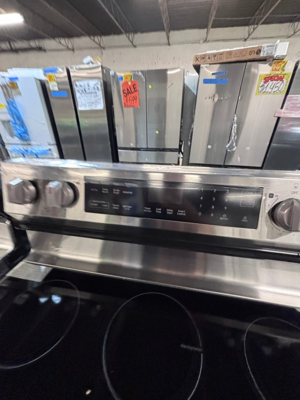 } new open box 📦 samsung five burner convection oven Airfry stainless steel  ,bake broil , self clean #WSAC6SB