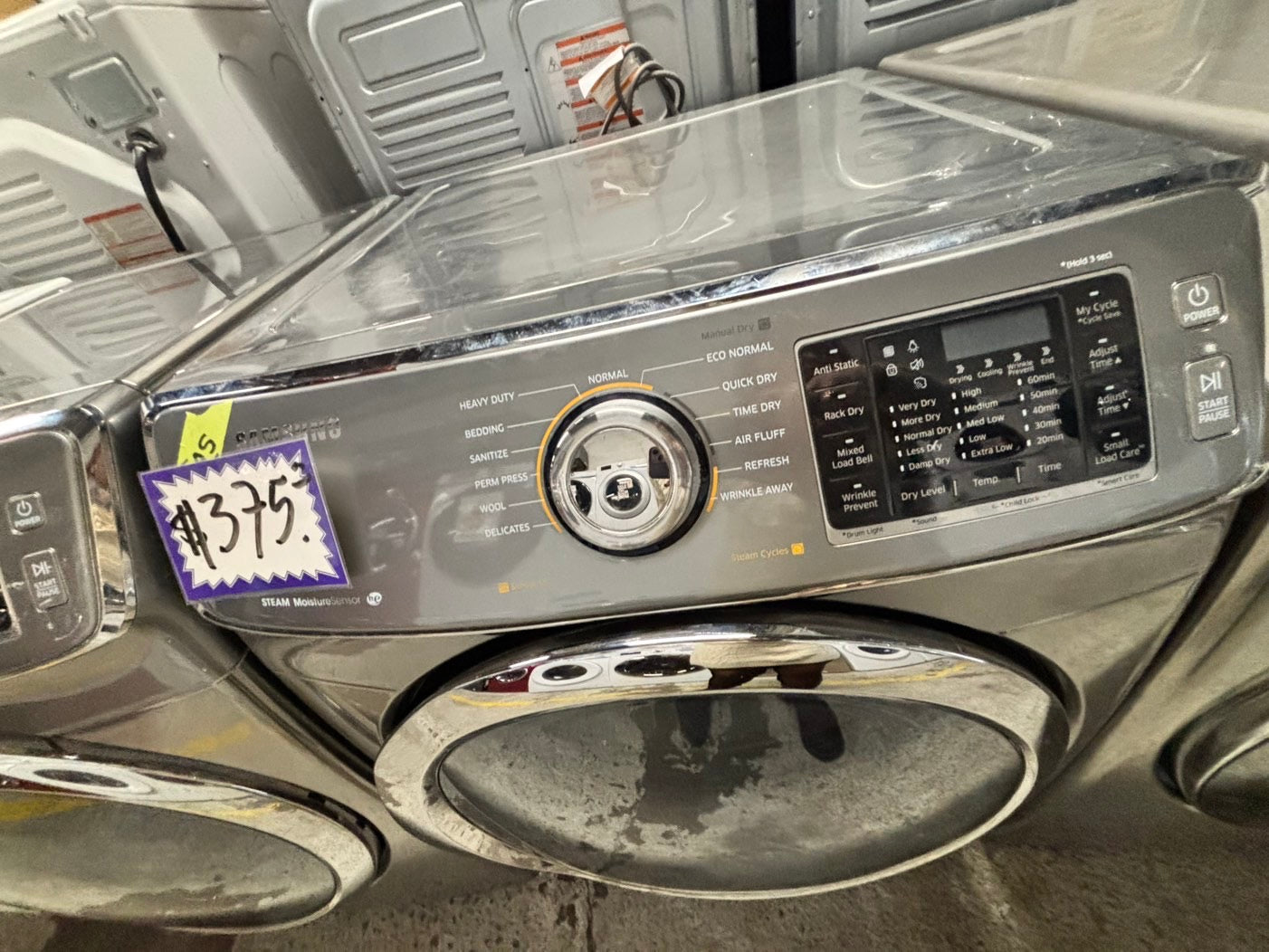 -Samsung steam silver-gray front load stackable Gas dryer stain drum large capacity #DG221B-TR