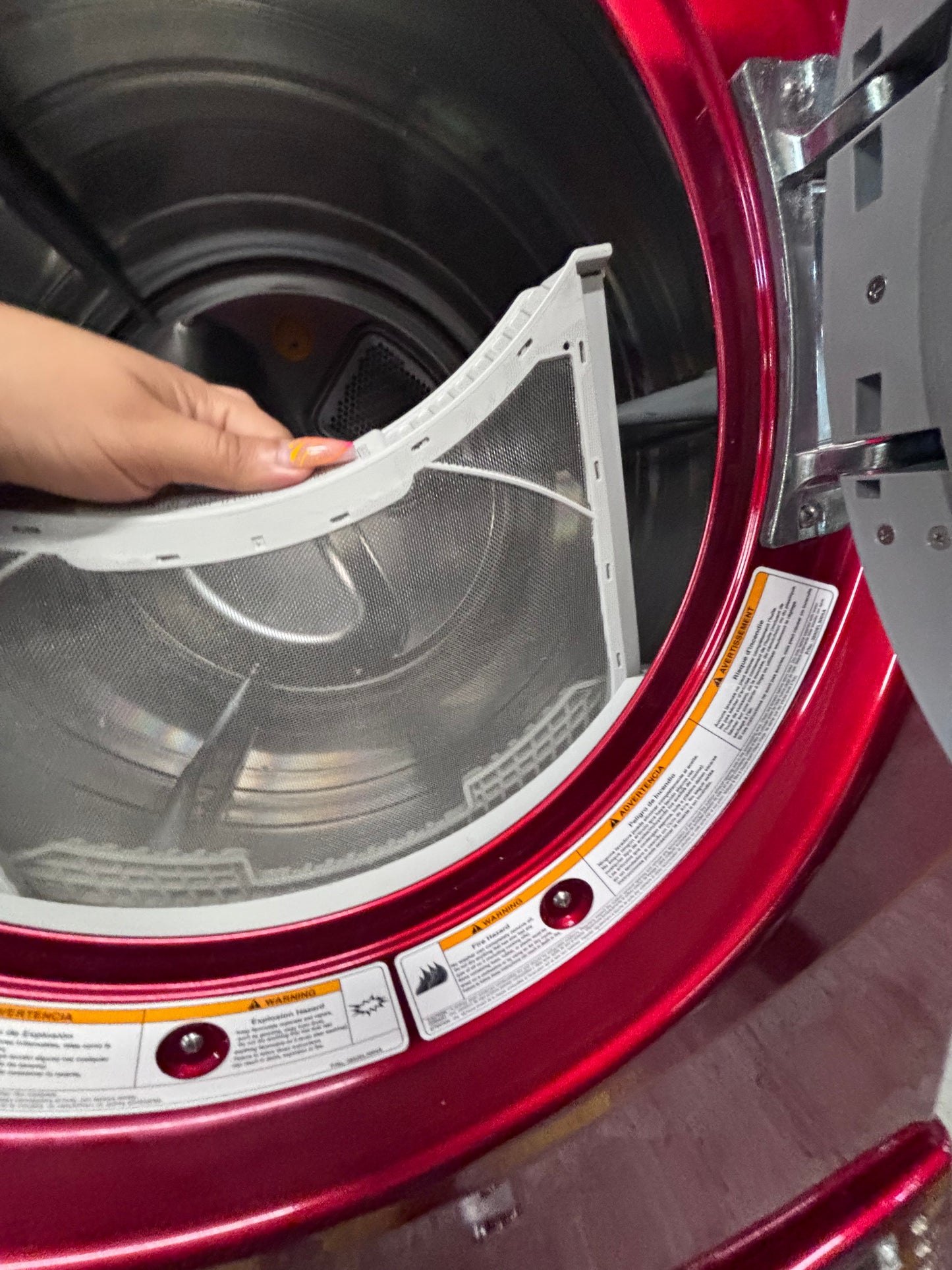 >LG washer & dryer steam set electric 220v front load stackable or side by side - sensor dry in red  #WDRR5D6B