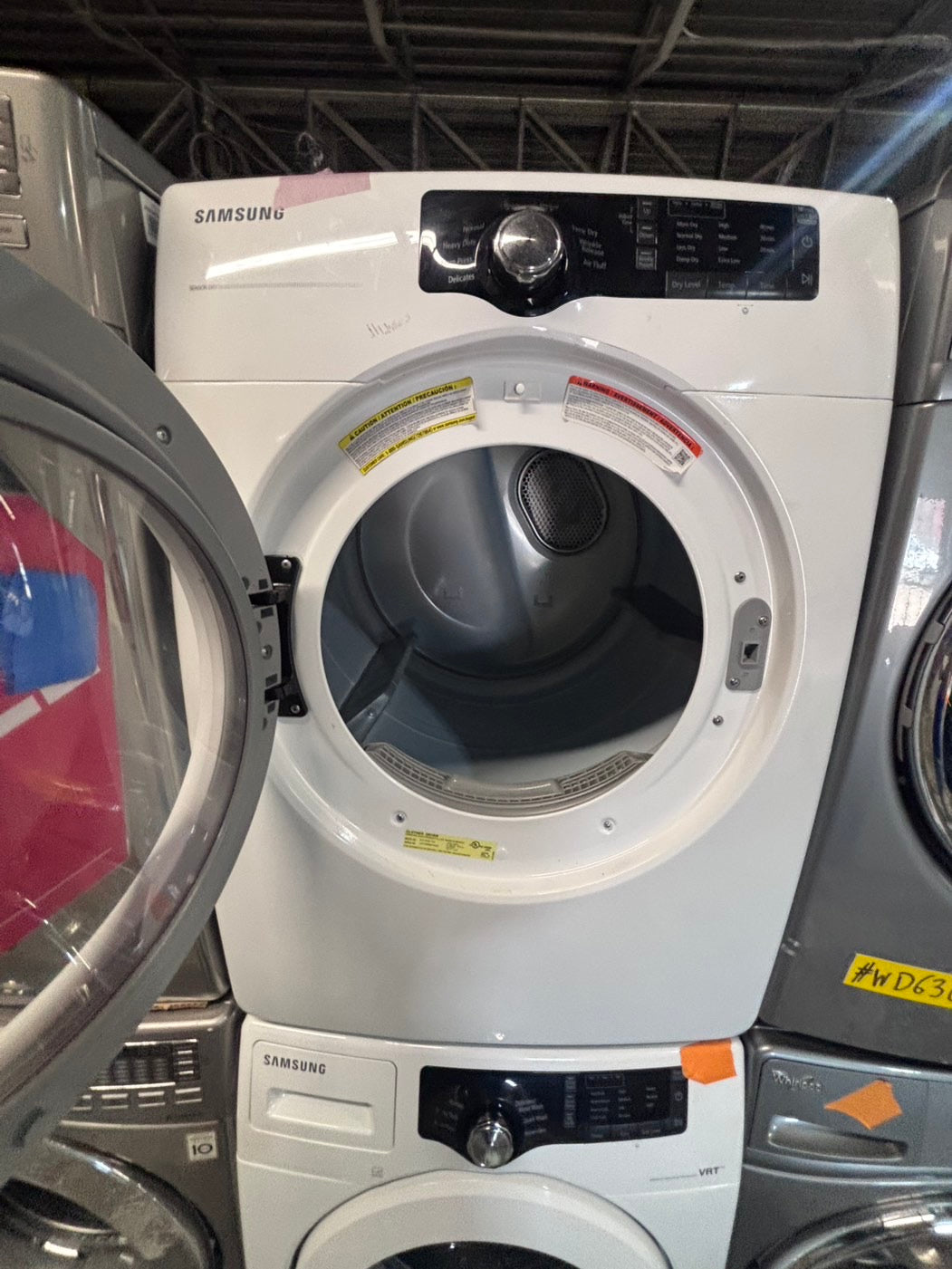 }sale🔥🔥Samsung steam washer 4.5 cu ft & dryer 7.5 cu ft set working 💯 electric  220v front load stackable or side by side - sensor dry white color ,used refurbished   #WS25QSET