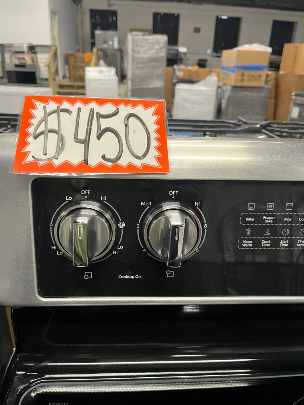 -Whirlpool glass top electric range 220v 5 burner warm zone convection oven Refurbished stainless steel bake Broil  self clean 30" #ERWL22B