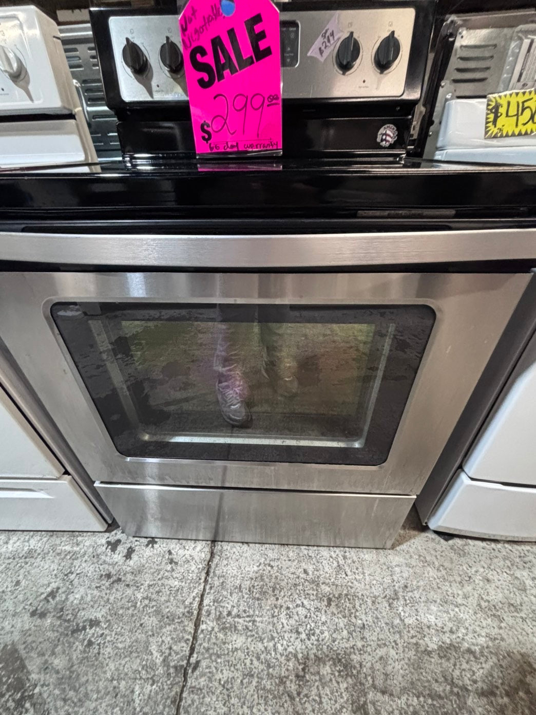 >>whirlpool electric 220v glass top range bake Broil roast self clean stainless steel 30" Refurbished #ES7T23B