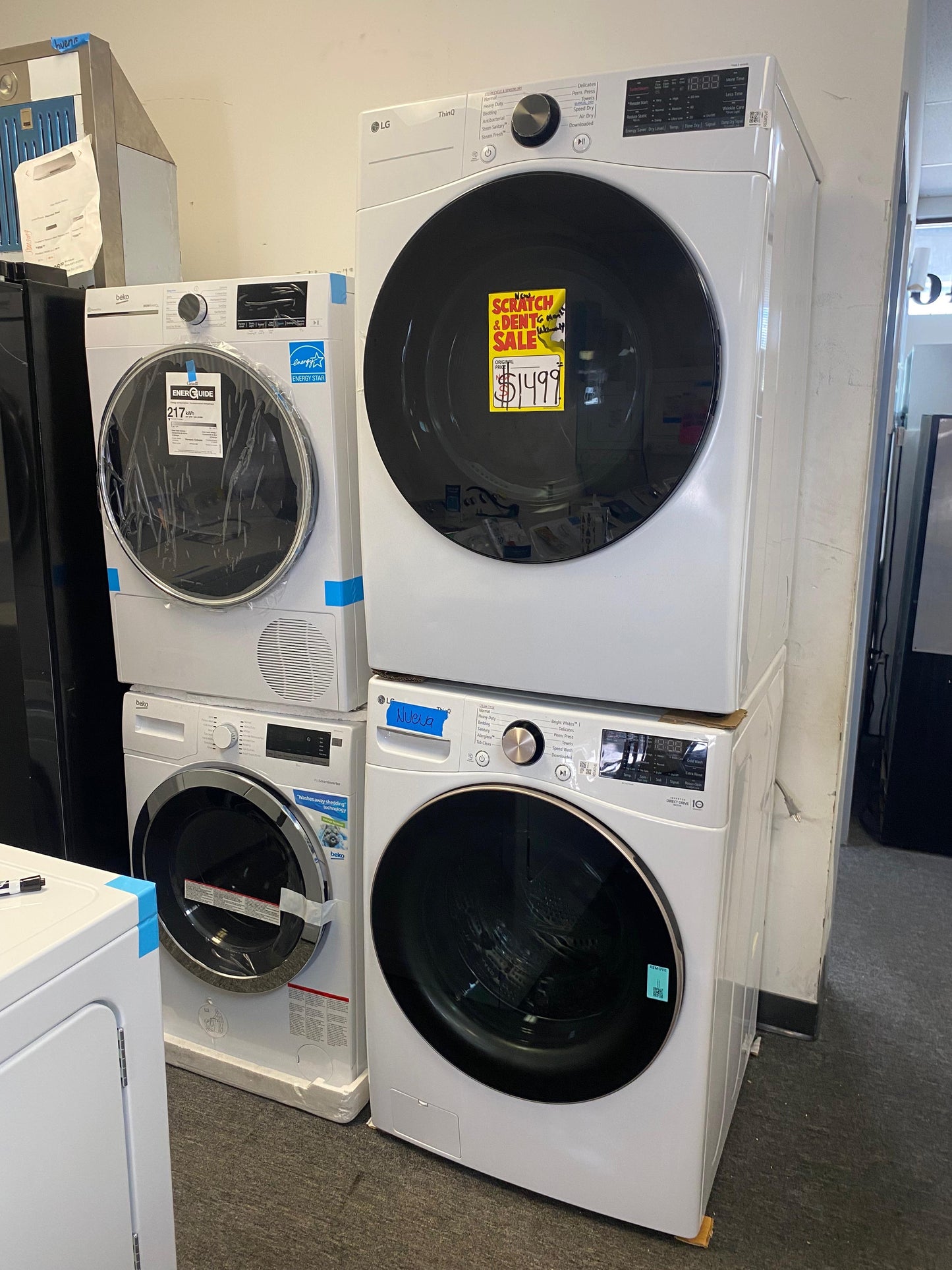 LG new Open Box 📦 Scratch & dent mix & match 4.5 cu. ft.  Large Capacity Front Load Washer -& 7.4 cu. ft. Large Capacity Front Load Electric Dryer - White mix & match Set / stock number #WDE774A3