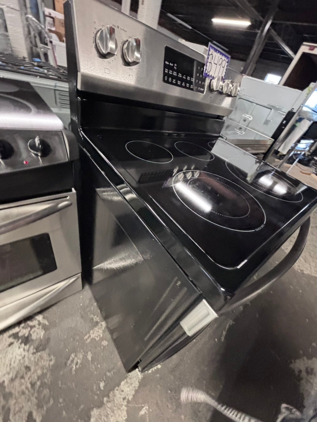 >*frigidaire Air-fry Glass Top electric stove stainless steel convection oven bake broil 5 burner Self clean 30” used-Refurbished #FEA5Q1B