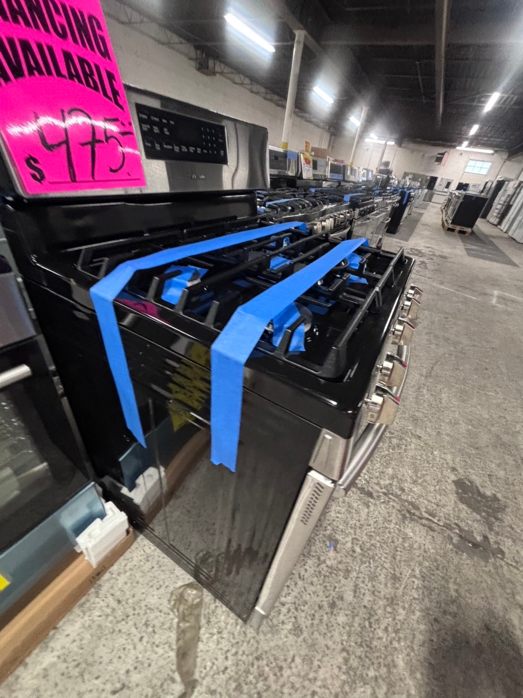 >Samsung Convection oven gas stove 5 burner bake broil i/lo in black & silver -used-Refurbished 30” #GRP55B