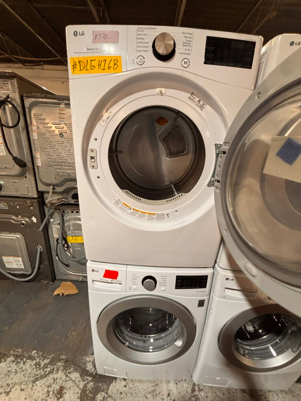 }}LG electric washer large capacity& dryer steam set front load stackable or side by side white  27” in used-Refurbished working 💯  with warranty #SFB54PET