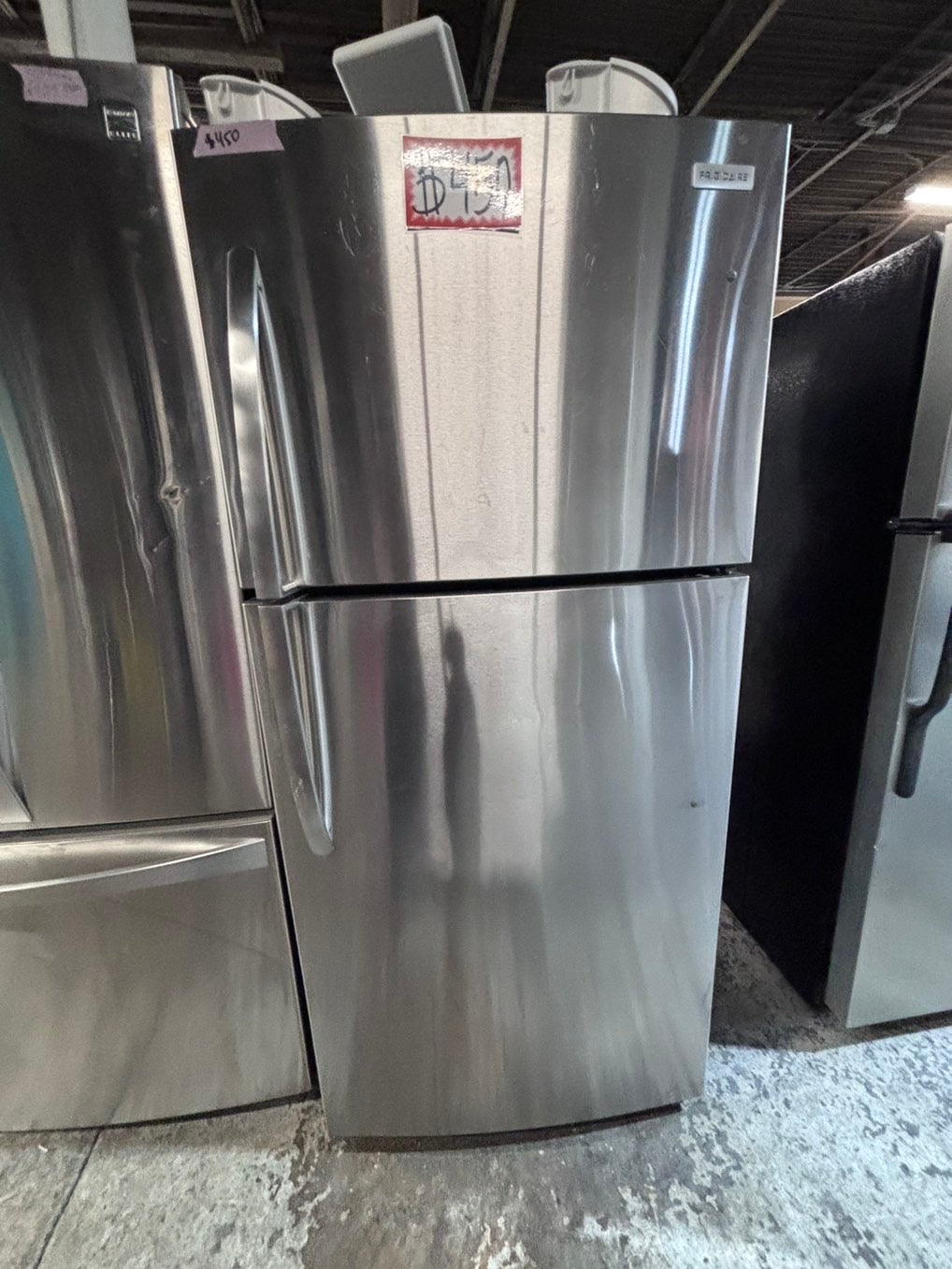 >*frigidaire  top freezer refrigerator stainless steel used-refurbished 30"x 66’’h #RFF819B