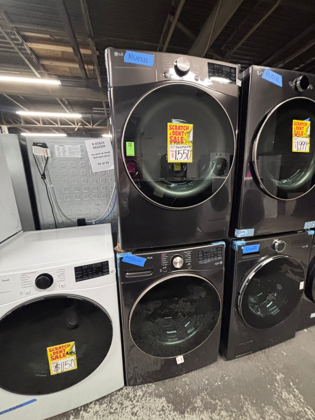 >>LG Open Box 📦 Scratch & Dent 4.5 cu. ft. Ultra Large Capacity Front Load Washer 
 & 7.4 cu. ft. Large Capacity Front Load Electric Dryer - black steel  Set / stock number #WD4001CB