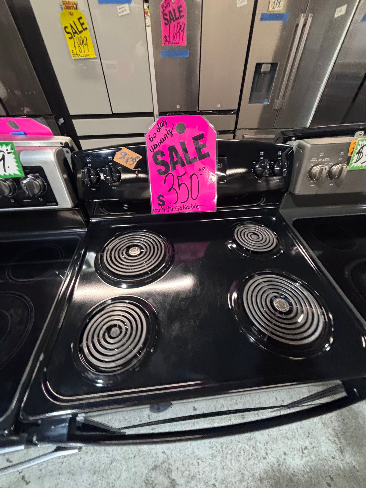 }GE black electric coil top range coil 220v bake /Broil 4 burner used-Refurbished  great condition 30" #GB1GE4B