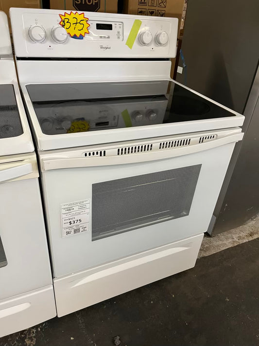 Whirlpool electric 220v range 4 burner bake broil in white Refurbished 30" #ER941DB